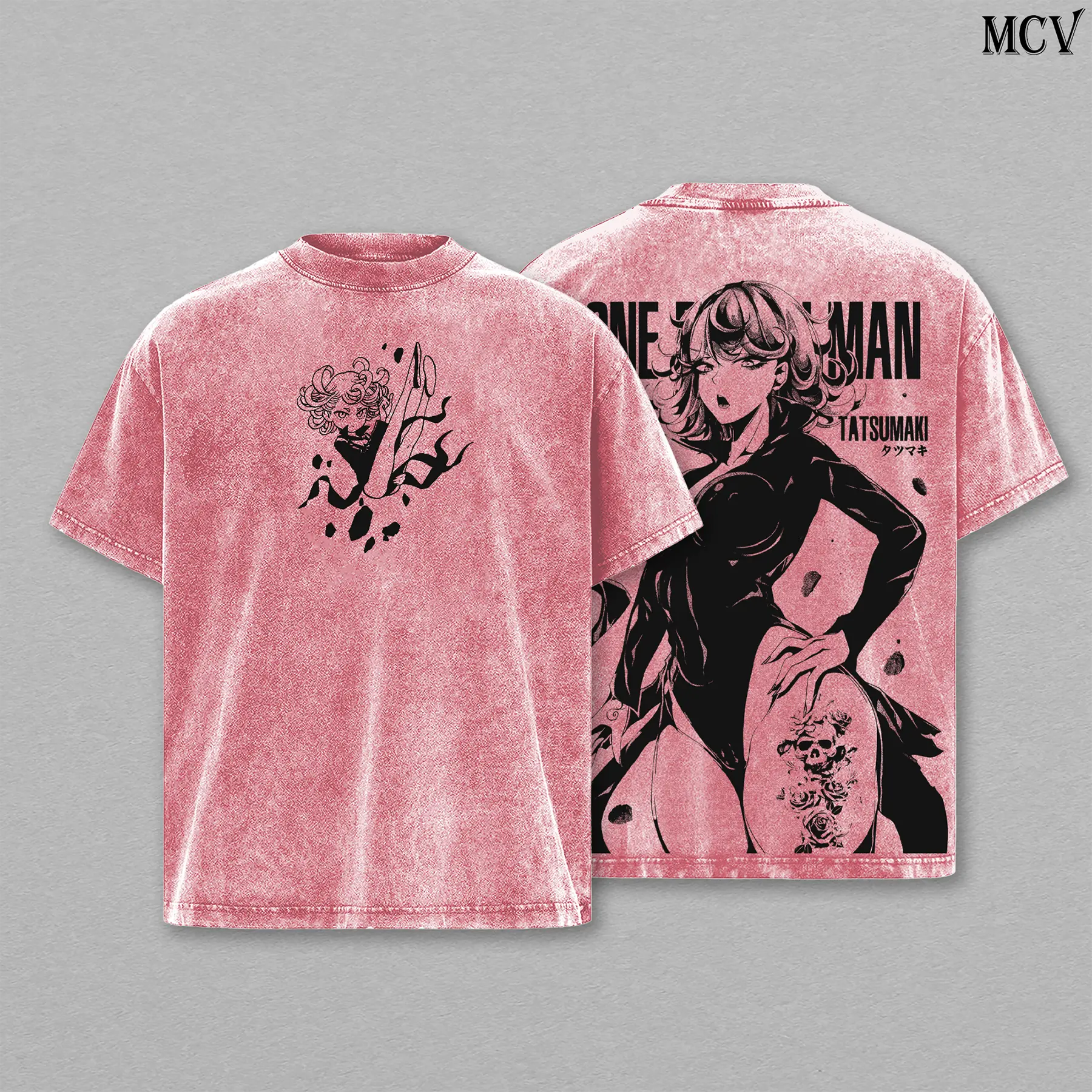 Tatsumaki One Punch Man T-Shirt Oversize Unisex Heavy Cotton Vintage Washed Double Printed Anime Manga Graphic Tee Tornado of Terror Japanese Retro Streetwear Movie Cosplay Womenswear Menswear Top