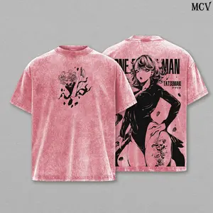 Tatsumaki One Punch Man T-Shirt Oversize Unisex Heavy Cotton Vintage Washed Double Printed Anime Manga Graphic Tee Tornado of Terror Japanese Retro Streetwear Movie Cosplay Womenswear Menswear Top
