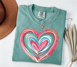 Comfort Colors Cute Heart Shirt, Brushstroke Heart T-Shirt, Christmas Gift, Womens Love Shirt, Valentines Day Shirt, Coquette Valentine Tee