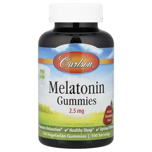 Carlson Melatonin Gummies, Natural Strawberry, 2.5 mg , 100 Vegetarian Gummies