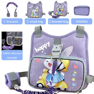 Baby Safety Harness + Strap, Child Walking Security Chest Belt and Anti-Loss Wristband, Multi-Functional Outdoor Baby Backpack + Wristband