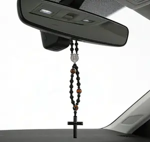 Daily Encouragement, Christian Accessories for，automobile hangers (natural stone, black volcanic rock, yellow tiger's eye, iron stone cross) car decor-cars accessories