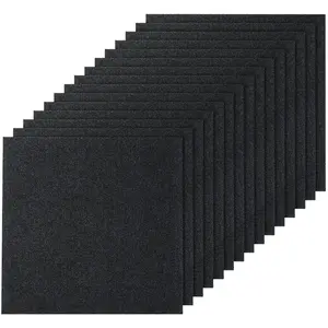 VEVOR Carpet Tiles Peel and Stick, 24x 24 Squares Self Adhesive Carpet Floor Tile, Soft Padded Carpet Tiles, Easy Install DIY for Bedroom Living Room Indoor Outdoor (15Tiles, Carbon Black)
