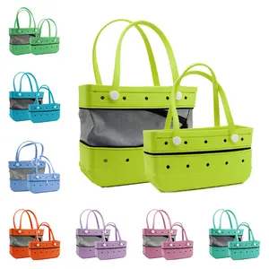 Foldable & Expandable Tote Bag with Handle, Durable EVA Material, Waterproof & Sturdy, Versatile for School, Work, Lunch or Beach, Elegant & Portable Design, DIY Charms Decor Handbag, Perfect Gift for Girls & Mother’s Day Summervibes