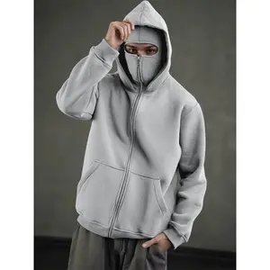 Men's Oversized Hooded Sweatshirt, Plain Color Pullover Balaclava, Fall Winter Fashion, Comfortable Casual Wear