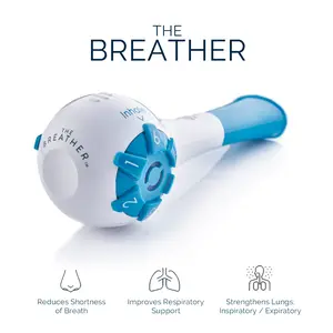 THE BREATHER │ Natural Breathing Exerciser Trainer For Drug-Free Respiratory Therapy │ Breathe Easier with Stronger Lungs │ Guided Mobile Training App Included