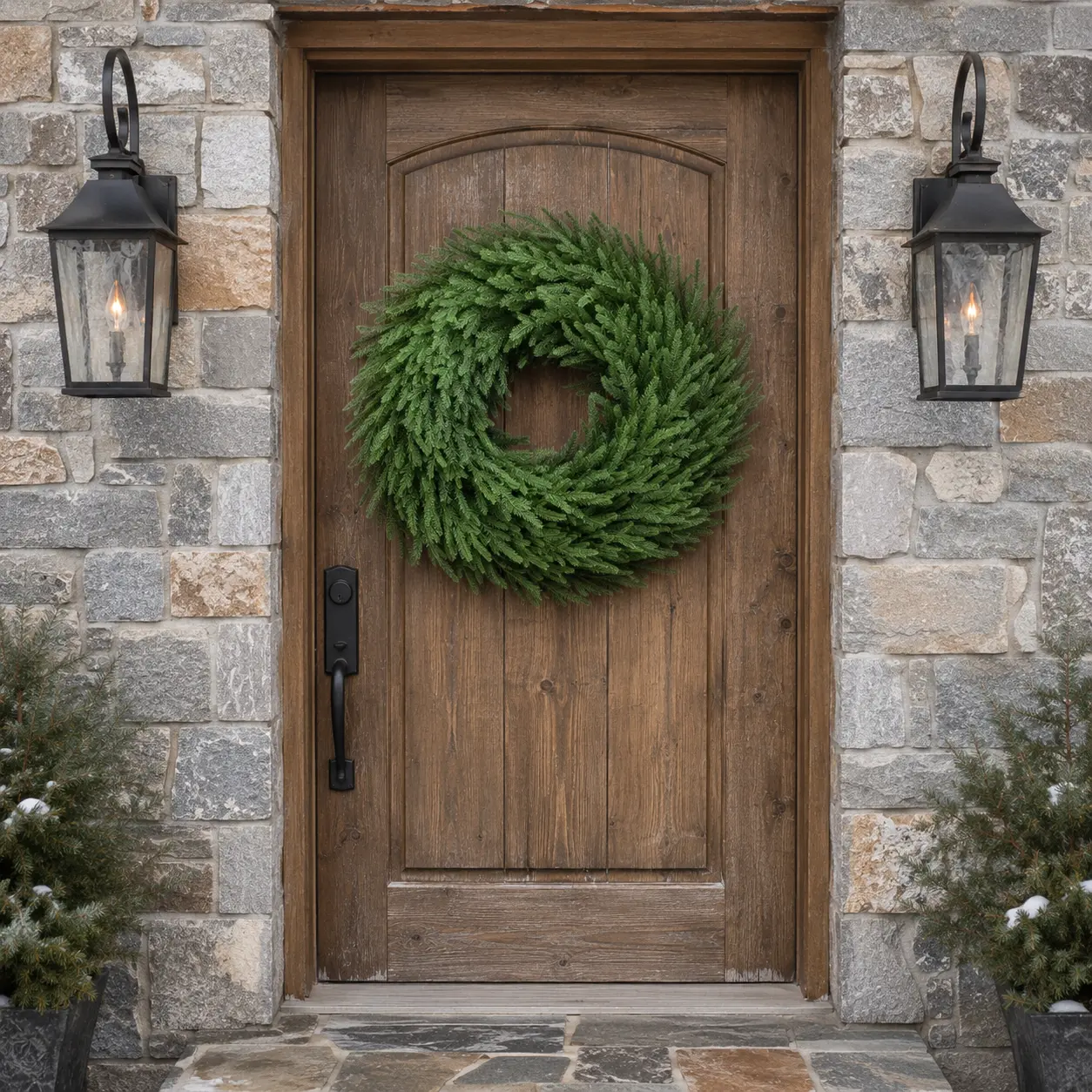 Yaheetech 26" Real Touch Pine Wreath, Large Artificial Christmas Wreath with Hook for Front Door, Wall, and Farmhouse Decor