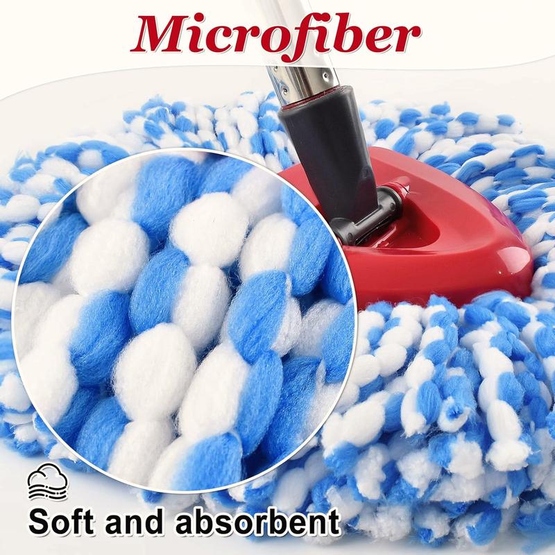 Replacements Spin Mop Combo – 2 Microfiber Heads + Scrubber Brush & Triangle Base for O‑Cedar RinseClean 2‑Tank (Mop Handle Included)