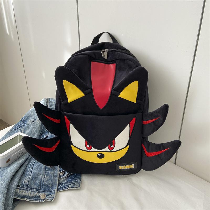 Sonic Shadow Black Fur Backpack Casual Bag Trendy Schoolbag