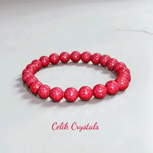 Cinnabar Bracelet Natural Stones 8mm Stretches Unisex Healing Crystals for Wealth Protection Reddish Plum Hues - Treated For No Toxins