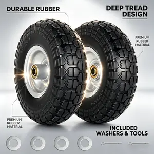 2-piece 10-inch 3.50-4-inch solid flat free-wheeling tires handcart handcart with polyurethane (pu) foam wheels