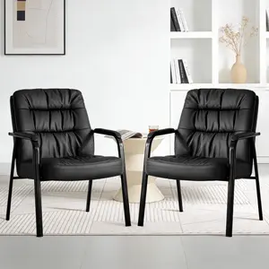 Waiting Room Chairs with Padded Armrests and Sled Base Leather Stationary No Wheels Office Guest Chair for Reception Lobby Home and Meeting Conference Waiting Room Chairs with Padded Armrests and Sled Base Leather Stationary No Wheels Office Guest Chair for Reception Lobby Home and Meeting Conference