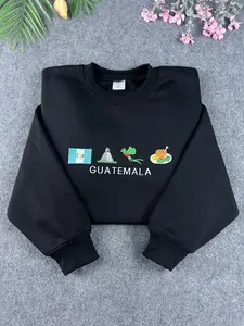 Guatemala Embroidered Swetshirt, Flag embroidery, Pepián , El Quetzal , Tikal Guatemala