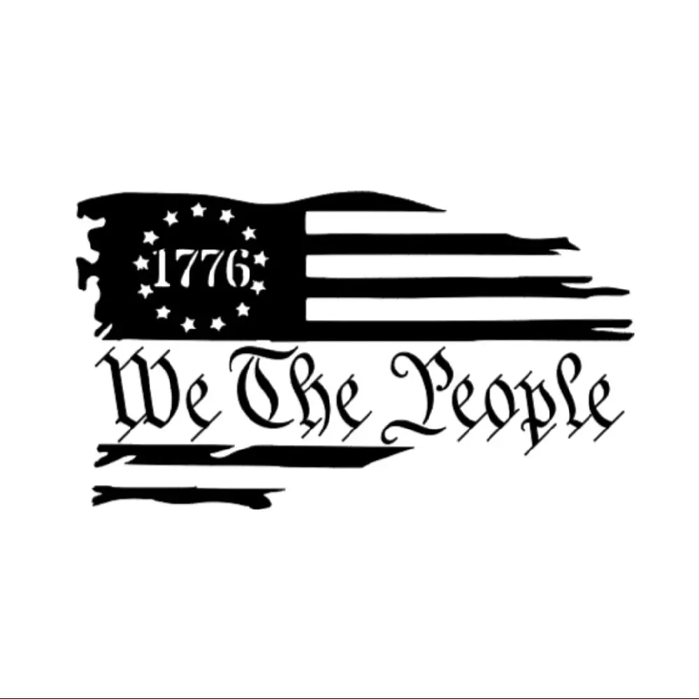 We The People 1776 American flag vinyl window decal