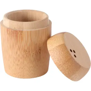 DOITOOL Bamboo Toothpick Dispenser Toothpick Boxes Decorative Toothpick Jar Fruit Picks Cotton Swabs Container for Home Restaurant Hotel Random