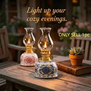 Vintage Ceramic Oil Lamp, Home Tea Room Garden Decor, Antique Kerosene Lamp, Ambient Lighting, Outdoor Decoration, Holiday Gift, Outdoor Decorative Light