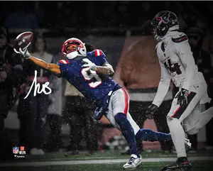 Kayshon Boutte New England Patriots Autographed 8" x 10" 2026 NFL Divisional Round One-Handed Touchdown Catch Spotlight Photograph - Fanatics Authentic Certified