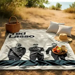 1 piece Character Profiles from the TV Series Ted Lasso themed flannel blanket - Modern-style all-season flannel blanket, suitable for sofas and beds, super soft and comfortable, digital print design, 100% polyester material, machine washable