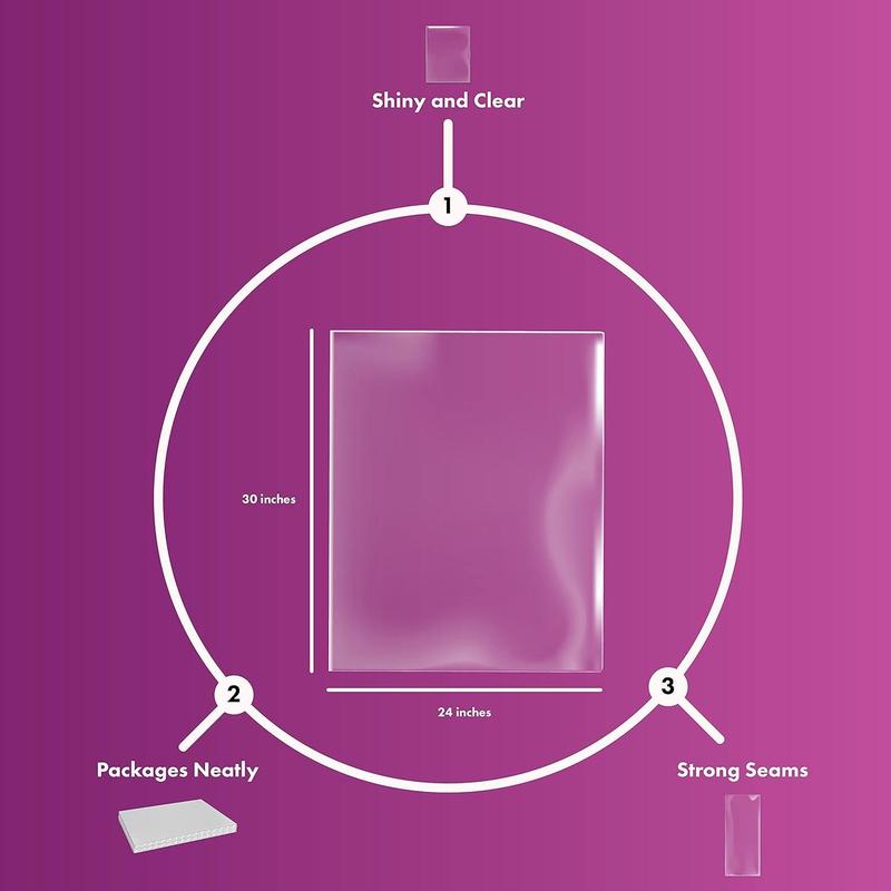 Clear Basket Bags, Large Clear Cellophane Wrap for Baskets & Gifts 24"x30" (5)