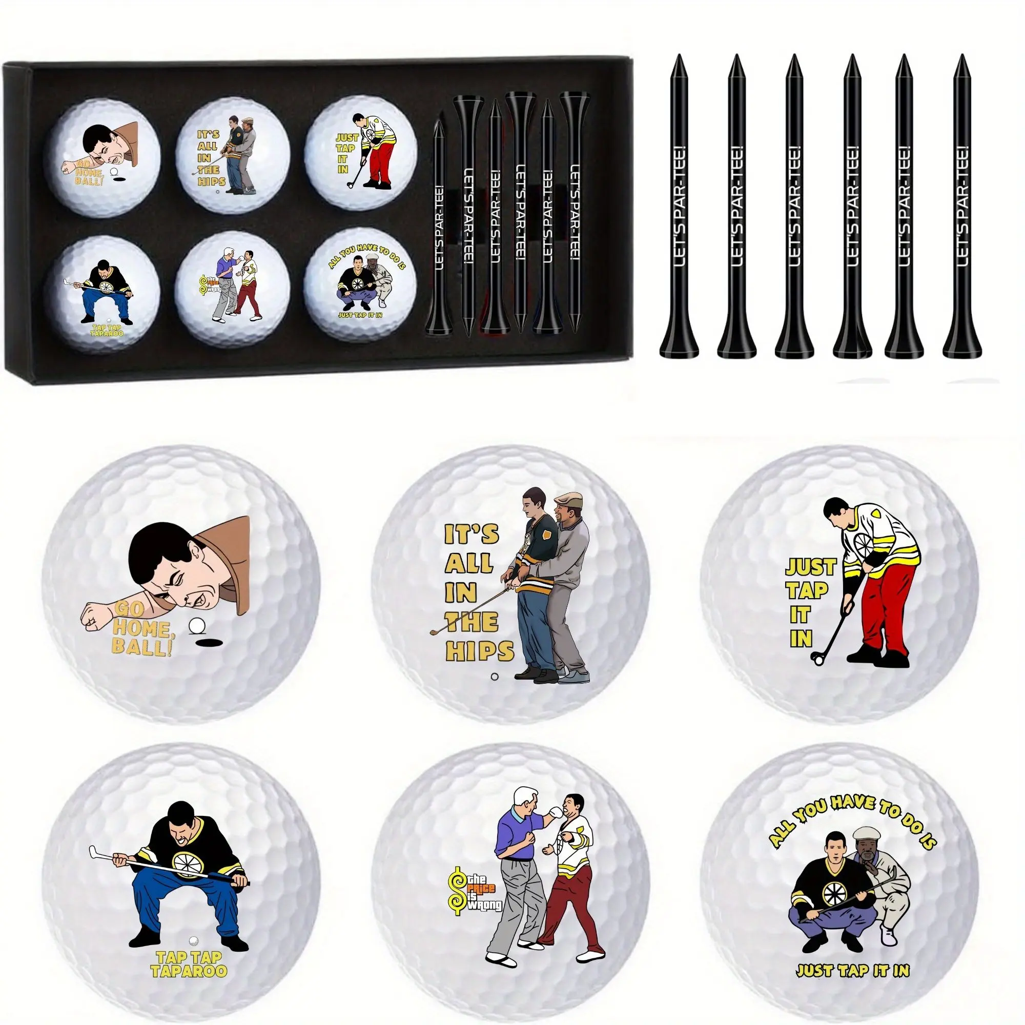 13Pcs Happy Gilmore Design Golf Gift Set, 6Pcs Golf Balls & 6Pcs Tees & 1Pc Box, Funny Golf Accessories, Retirement Gifts for Dad, Husband & Grandpa, Ideal for Golf Enthusiasts, Golf Gear, Golf Kit