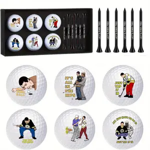 13 Pcs Happy Gilmore Design Golf Balls Gifts Set 6 Golf Ball 6 Tees and 1 Box ,Funny Golf Ball and Tee Accessories Retirement Gifts for Dad Husband Grandpa Golf ball Enthusiasts Golf Accessory