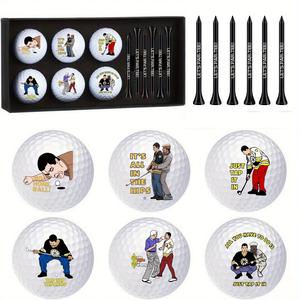 13 Pcs Happy Gilmore Design Golf Balls Gifts Set 6 Golf Ball 6 Tees and 1 Box ,Funny Golf Ball and Tee Accessories Retirement Gifts for Dad Husband Grandpa Golf ball Enthusiasts