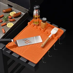 Griddle Mat BBQ Grill Accessories Tools for Blackstone, Side Shelf Mat Grill Pad for Outdoor Grill Kitchen Counter Spatula Silicone Mat with Drip Pad for Kitchen, Cooking,
