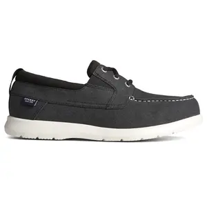 Sperry Mens Bowrider Plushstep 3-Eye Chambray Boat Casual Shoes - Black
