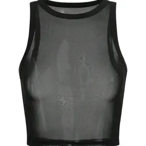 Sheer Mesh Tank Top - Black Sleeveless Crop Top for Women - Stylish and Comfortable Design