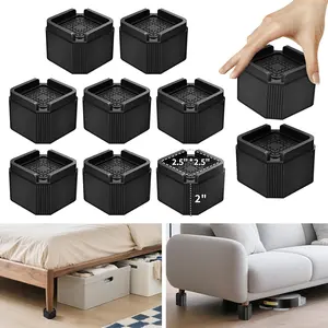 8 Pack Furniture Risers Bed Risers Lift 2, 4, 5.9 Inch, Desk Leg Risers Square Table Risers Stackale Couch Risers for Bed, Sofa, Desk, Dresser, Couch Supports up to 2000 Lbs