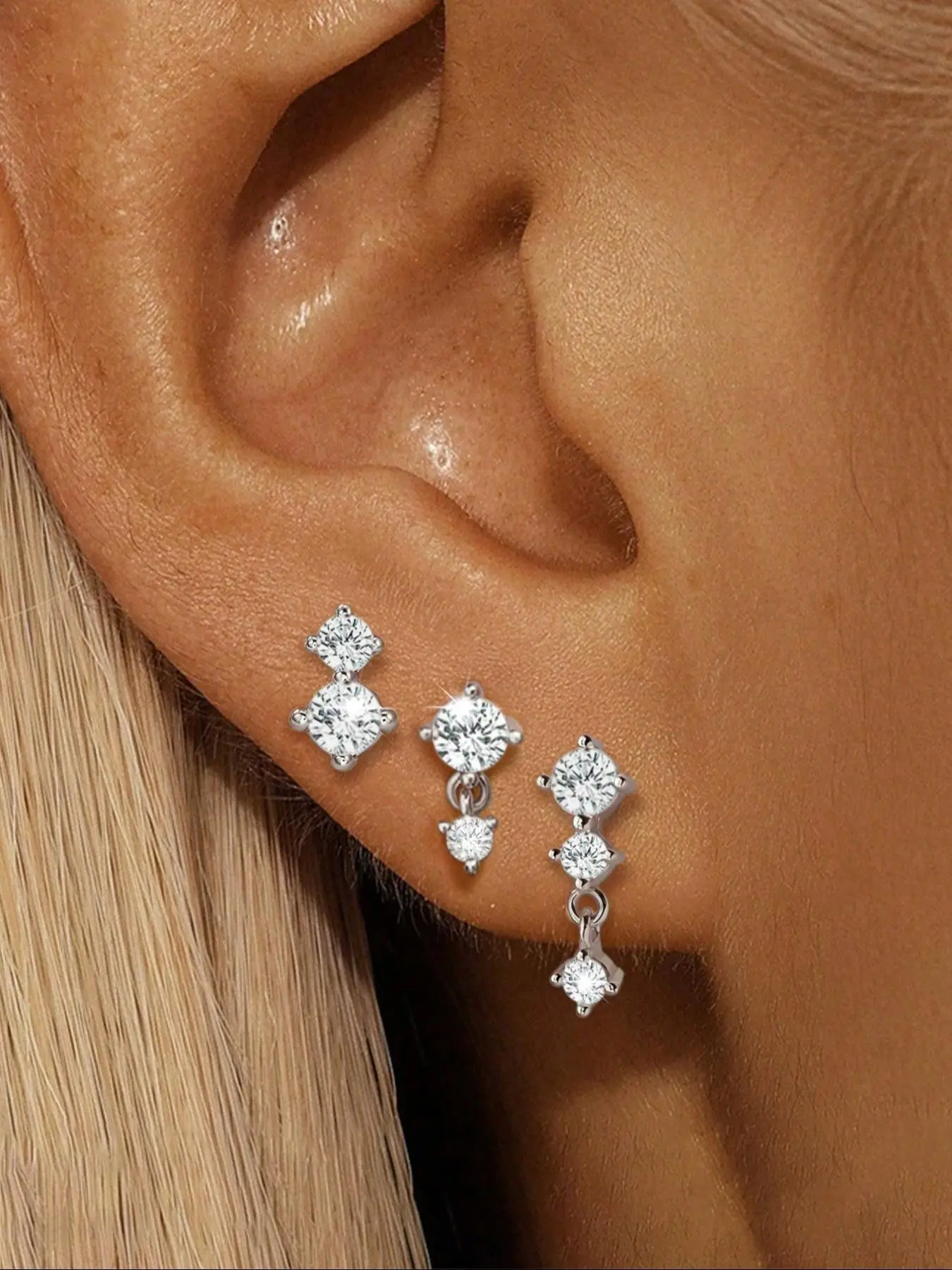 Rhinestone Decorated Earrings, Stud Earring Jewelry, Fashionable Earrings for Women & Girls, Hypoallergenic Body Piercing Jewelry Set, Birthday Gift, Stud Earring Sets, Shining Earrings, Ear Accessories