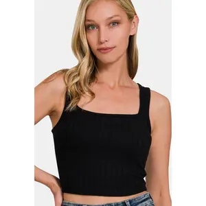 Zenana Ribbed Cropped Tank