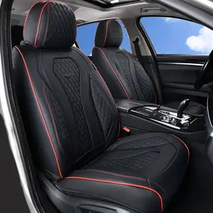 Coverado 5 Seats Car Seat Covers Front and Rear Seat Full Set Premium Leather Seat Protector Universal Fit B8839