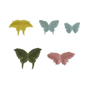 Ceramic Butterfly Custom-Shaped Artisan Plates, Crafted Style Decorated Small Kitchenware Dishes for Tableware Use, Butterfly Plates