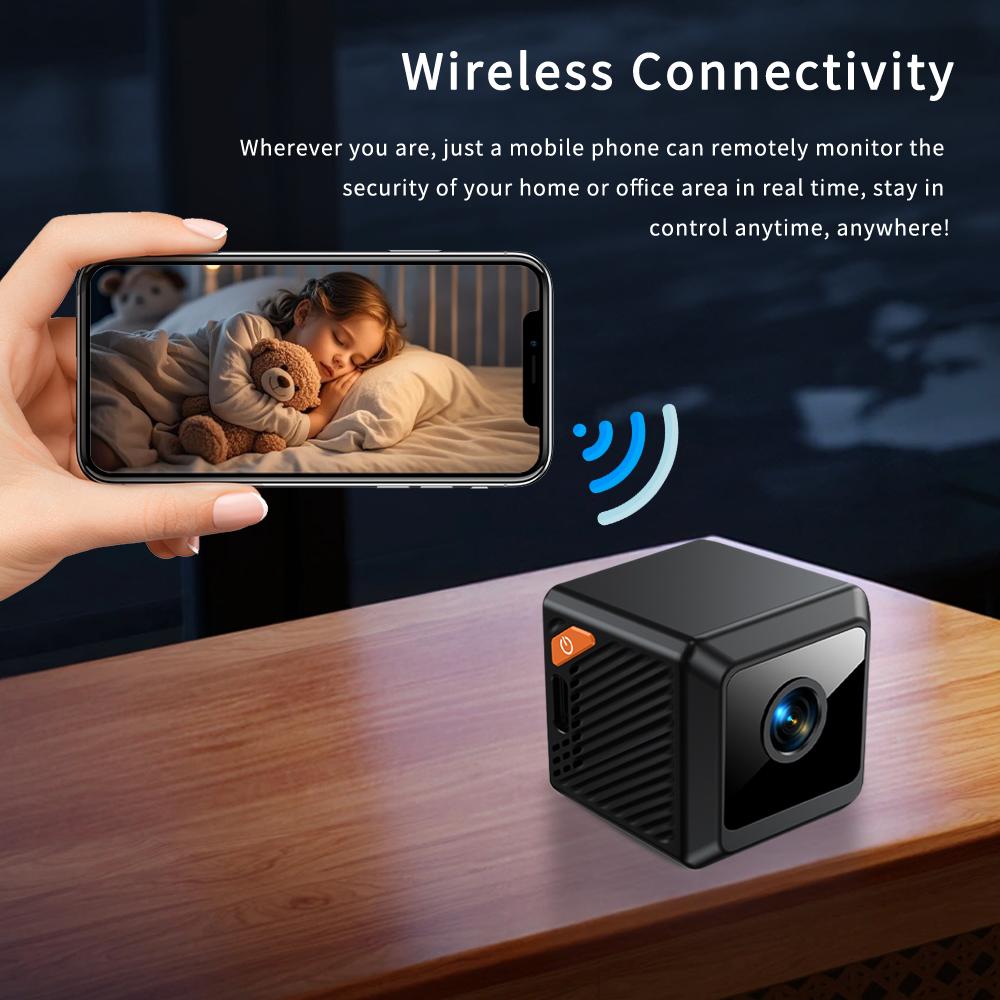 W02 1080P Mini Wireless Indoor Home Security Camera WiFi Pet Camera Baby Monitor Motion Detection Smart Alerts Infrared Night Vision Cloud SD Card Storage App Control Recording Surveillance with
