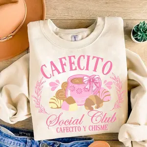 Cafecito Social Club, Latina Sweatshirt Cafecito Y chisme, Spanish Iced Coffee Social Club Sweatshirt Trendy Coffee Lover