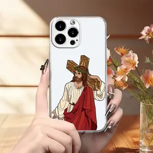 Creative Transparent Phone Case with Jesus Design, TPU Shockproof Full Protection Case, Suitable for iPhone 17/16/15/14/13/12/11 PRO MAX PLUS AIR E XS and PROMAX XR, Ideal Gift for Friends and Family, ZB491