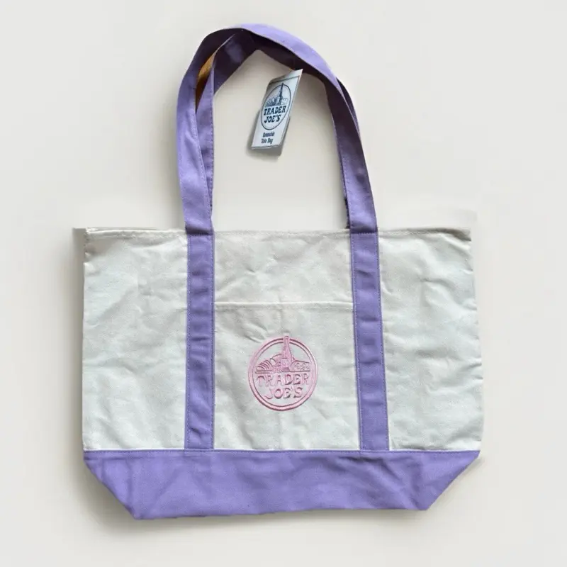 NEW PURPLE Trader Joe’s Original Reusable Canvas Tote Bag Size Large