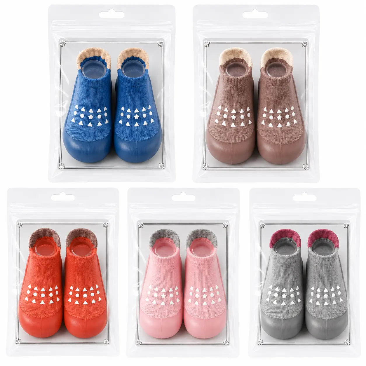 Kids' Cotton Knitted Slip-On Sock Shoes with Anti-Slip Rubber Sole - Steady Traction, Comfortable, Breathable, Safe for 6m-4yrs Toddlers' Daily Walking Trainers