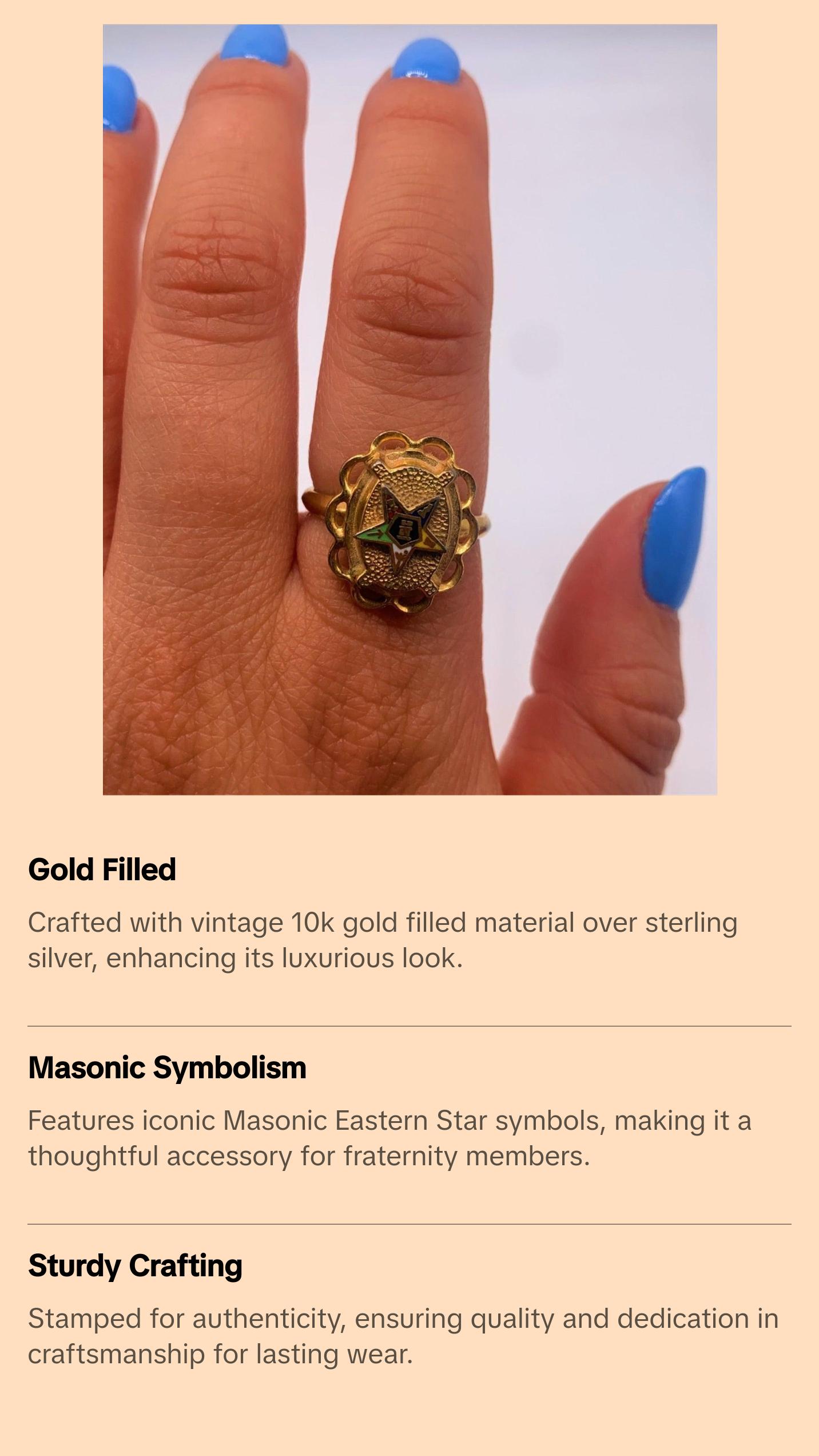 MASONIC STAR GOLD RING ⋄ Size 7