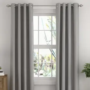 2 Panel Thermal-Insulated 100% Total Blackout Grommet Window Curtains - Becky Cameron (Set of 2), Light Gray, 50x84