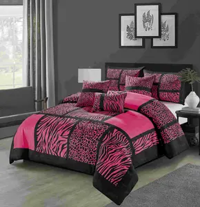 6PC Suede Animal Print Comforter Set with Throw Pillows and Pillow Shams
