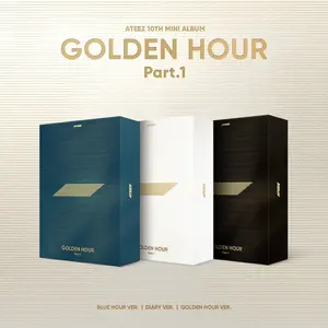 ATEEZ – GOLDEN HOUR : Part.1 10th Mini Album [Golden Hour / Diary / Blue Hour Ver.] Official K-Pop CD + 120p Photobook + Postcard + Photocard A + Photocard Z