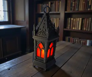 Gothic Lantern – Black with Red Windows (7")