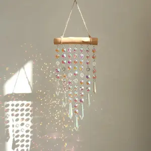 Crystal Sun Catcher, Hanging Suncatcher Prism Wind Chime, Handmade Rainbow Maker, Indoor Outdoor Decor, Window Bedroom Courtyard Garden, Bless Gift