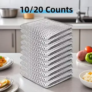 10/20 Counts Multipurpose Non-Scratch Wire Dishcloths for Kitchen Cleaning Sinks，Wet & Dry Use, Pans & Dishes, Washable & Durable mesh dishcloth Reusable Non-Scratch Dish washing Rags double-layer wire dish cloth abrasive oil nons