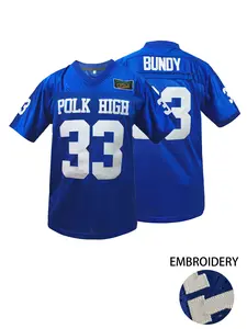 Men's 33 AL Bundy Polk High Football Jersey Blue White 90s Hip Hop Sports Shirt Party Clothing S-XXXL Football Shirts