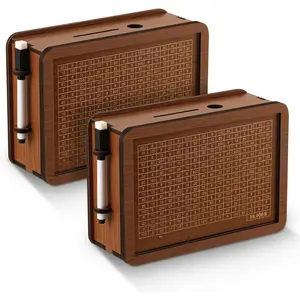 Cash Vault Wooden Savings Box – 2026 Upgraded Retro Money Box with Writable Savings Goal Panel and Erasable Pen, Numbers Up to 10000, Wooden Money Saving Box for Home & Office, Budget Challenge Piggy Bank Gift