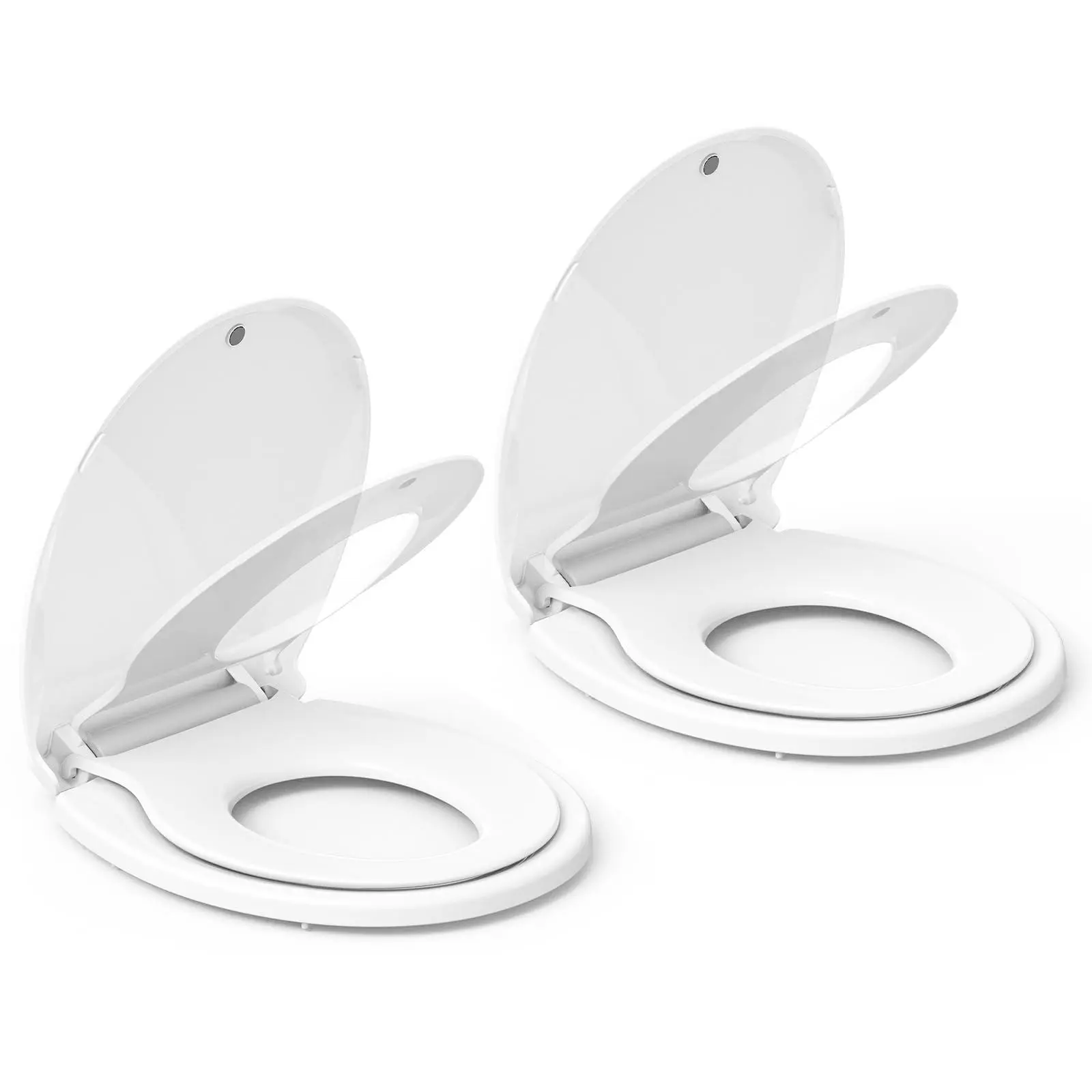 GARVEE 17" Round Toilet Seat 2-Piece Set for Adult and Child, Built-In Potty Training with Soft Quiet Close and Non-Slip Design, Magnetic Seat and Cover, White, Easy to Install