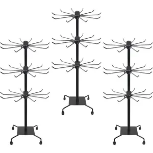 3 Pcs Rotating Display Stand 3 Tier Jewelry Display Rack with Spinning Keychain Holder Earrings Display Organizer for Selling Necklace Display Supplies (Black,27.76 x 11.8 Inches)